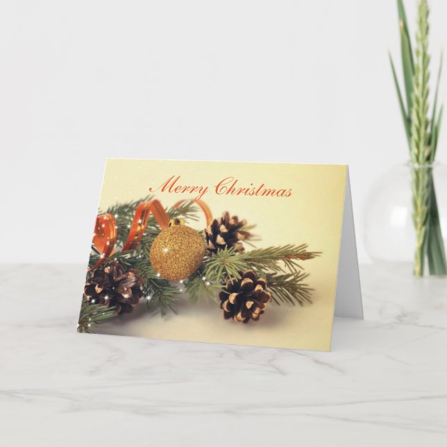 Tarjeta Festiva Decoraciones estilo retro navideño (Anverso)