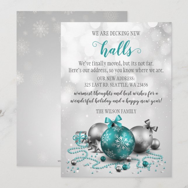 Tarjeta Festiva Decoraciones navideñas Decorando Los Nuevos Salone (Anverso / Reverso)