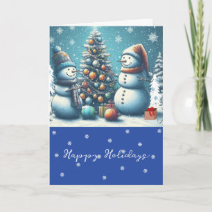 Tarjeta Festiva Decorando el árbol