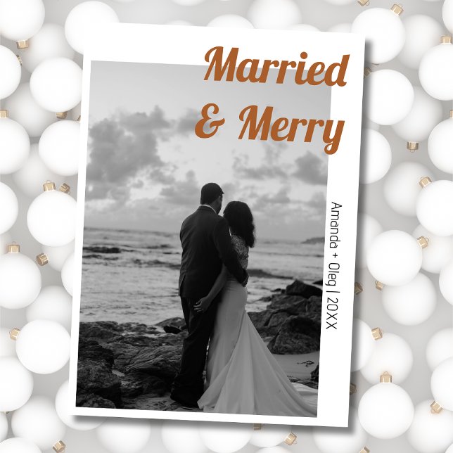 Tarjeta Festiva Decorative Married & Merry Modern Gingerbread Text (Subido por el creador)