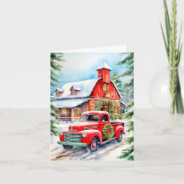 Tarjeta Festiva Decorative Wintertime Farmhouse Merry Christmas