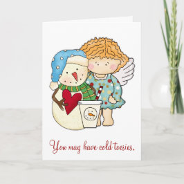 Tarjeta Festiva Dedo del Pie Frío & Corazón Caliente Ángel de Invi