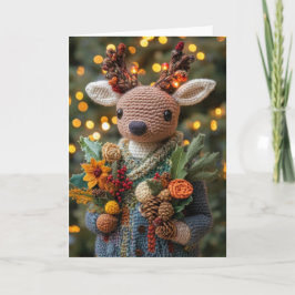 Tarjeta Festiva Deer de Navidades de corte elegante