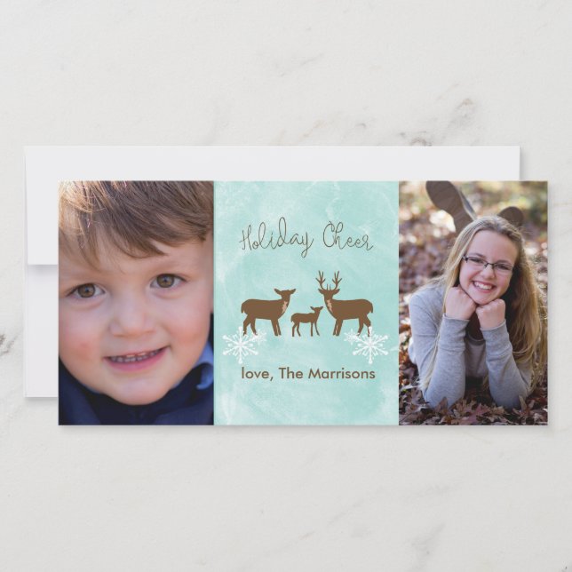 Tarjeta Festiva Deer de vacaciones (Anverso)