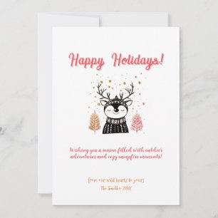 Tarjeta Festiva Deer Pine Tree Holiday Art Decoración Aventura al