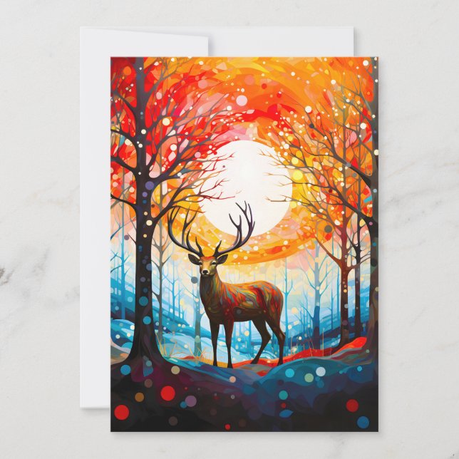 Tarjeta Festiva Deer silvestre contemporáneo (Anverso)