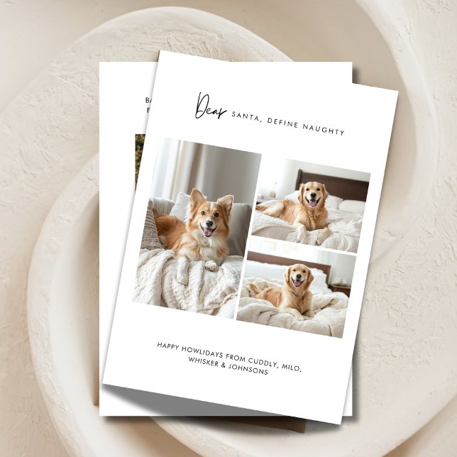 Tarjeta Festiva Define Naughty Funny 4 Photo Dog Navidades Mascota (Subido por el creador)