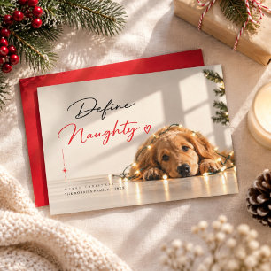 Tarjeta Festiva Definir divertida foto de perro con letra traviesa