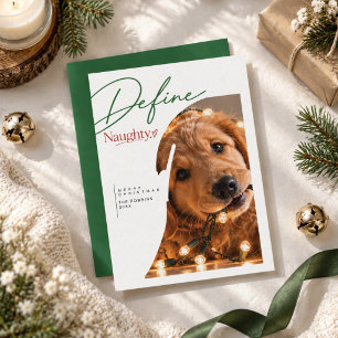 Tarjeta Festiva Definir travieso guión verde divertido perro Navid