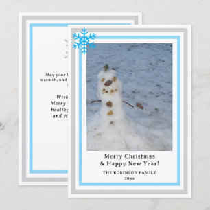 Tarjeta Festiva Deja que la nieve azul grisácea caiga INSERTAR FOT