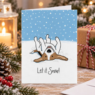Tarjeta Festiva ¡Deja que nieve Beagle Perro de invierno lindo N