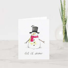 Tarjeta Festiva Deja que nieve muñeco de nieve