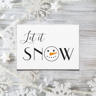 Tarjeta Festiva Deja que nieve Muñeco de nieve Simple Moderno