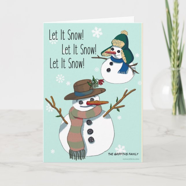 Tarjeta Festiva Deja que nieve. Personalizable (Anverso)