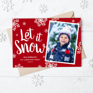 Tarjeta Festiva Deja que nieve Superposición de fotos de copos d