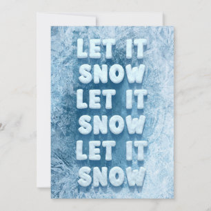 Tarjeta Festiva Deja que nieve tipografía 3D divertida y helada
