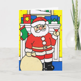 Tarjeta Festiva ¡Dejáis le nevar! , Santa que goza de un vidrio de