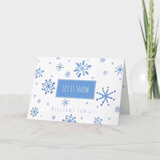 Tarjeta Festiva Dejar que la nieve cite el nombre de la familia de (Anverso)