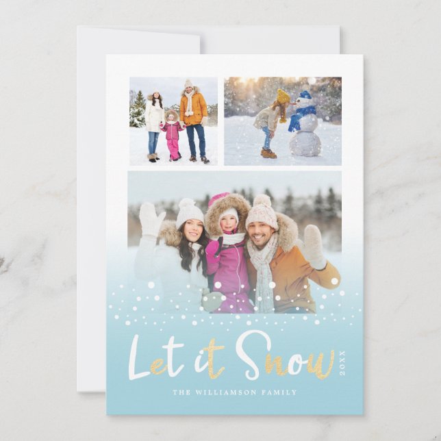 Tarjeta Festiva Dejar que la nieve cute a los Navidades Animales m (Anverso)