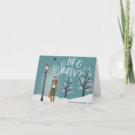 Tarjeta Festiva Dejar Que La Nieve | Paisaje Nevado Con Ave Invier