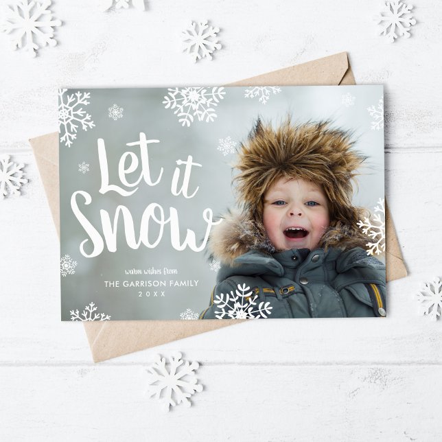 Tarjeta Festiva Dejar Que La Nieve | Plano de sobreimpresión de fo (Subido por el creador)