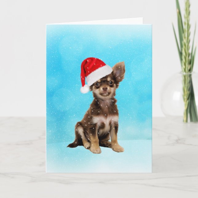 Tarjeta Festiva Dejemos que Nieva a los Navidades Chihuahua Perro  (Anverso)