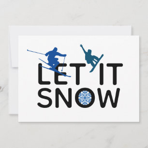 Tarjeta Festiva Dejemos que nieve esquiador snowboard en vacacione