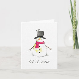 Tarjeta Festiva Dejemos que nieve nieve haga nevar a Snowman