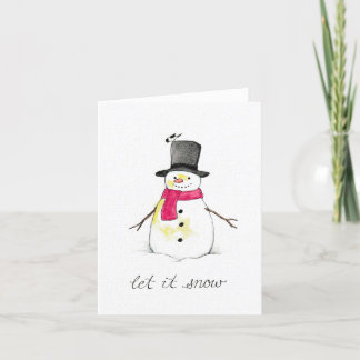 Tarjeta Festiva Dejemos que nieve nieve haga nevar a Snowman