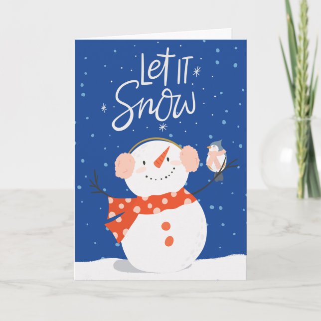 Tarjeta Festiva Dejen que los Navidades de la nieve carguen a la m (Anverso)