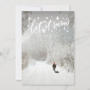 Tarjeta Festiva Dejen que nieva la foto de los Navidades con letra
