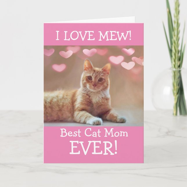 Tarjeta Festiva Del día de la madre del gato Personalizado (Anverso)
