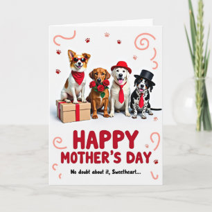 Tarjeta festiva del día de la madre para perritos