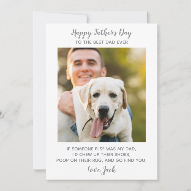 Tarjeta Festiva Del Día del Padre Perro Personalizado Mascota Foto (Anverso)