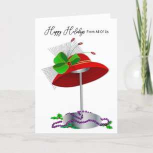 Tarjeta Festiva Del grupo Red Hat Ladies Hat Stand Purple Beads