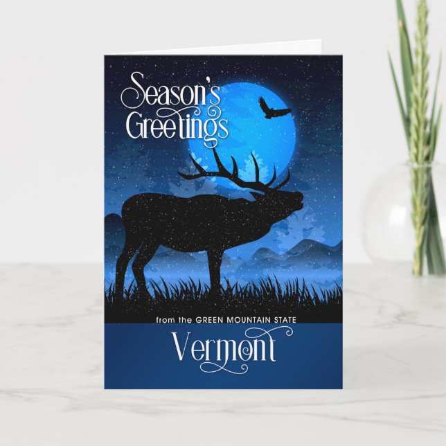 Tarjeta Festiva del saludo de la temporada de Vermont Woodland Moo (Anverso)
