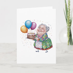 Tarjeta Festiva Delantal Floral Divertido para la Abuela Cumpleaño