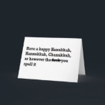 Tarjeta Festiva deletreo feliz del chanukkah de Jánuca divertido<br><div class="desc">deletreo feliz del chanukkah de Jánuca divertido</div>
