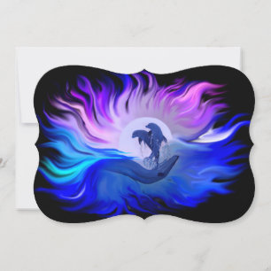 Tarjeta Festiva Delfines en la luna