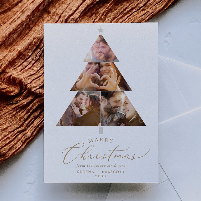 Tarjeta Festiva Delicada foto de compromiso de Navidades de matrim (Subido por el creador)