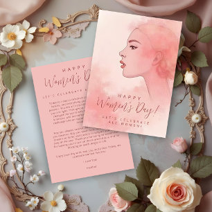 Tarjeta Festiva Delicada mujer Minimalista en tonos rosados