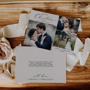 Tarjeta Festiva Delicado Boda Greige Marry Navidades Gracias