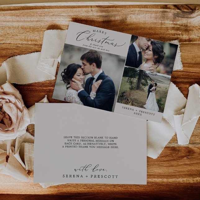 Tarjeta Festiva Delicado Boda Greige Marry Navidades Gracias (Subido por el creador)