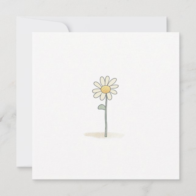 Tarjeta Festiva Delicado Ilustracion de margarita - Flor dulce sim (Anverso)