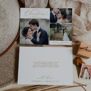 Tarjeta Festiva Delicados Navidades de oro Boda Foto Gracias Ho