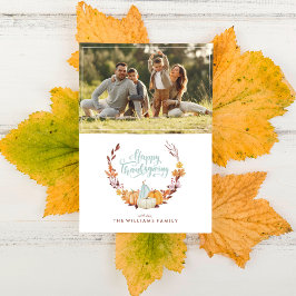 Tarjeta Festiva Delicate Fall Wreath Feliz Acción de Gracias
