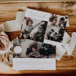 Tarjeta Festiva Delicate Gold Blessed 4 Photo Navidades Newsletter