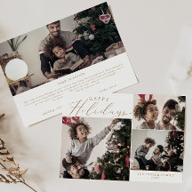 Delicate Gold Happy Holidays 4 Photo Newsletter