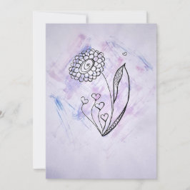 Tarjeta Festiva Delicate Hand-Drawn Flower with Hearts