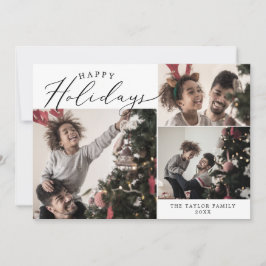 Tarjeta Festiva Delicate Happy Holidays 4 Photo Family Newsletter